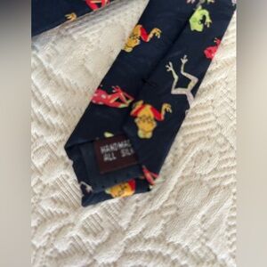 All silk museum artifacts multicolored frog tie